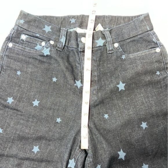 D & Co Womens Star Print Denim Bermuda Shorts Blue Mid Rise Stretchy Size 6 - Picture 6 of 9